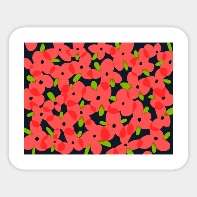 Coral colour flowers pattern Sticker by covostudio